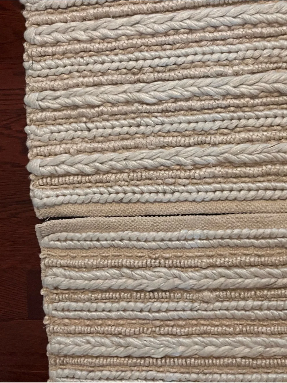 Pottery Barn Cream and Tan Braided Cotton Rug-Style Bath Mat